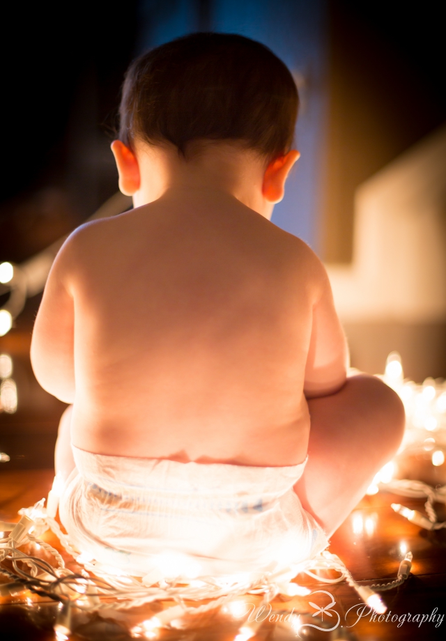 baby photo with christmas lights